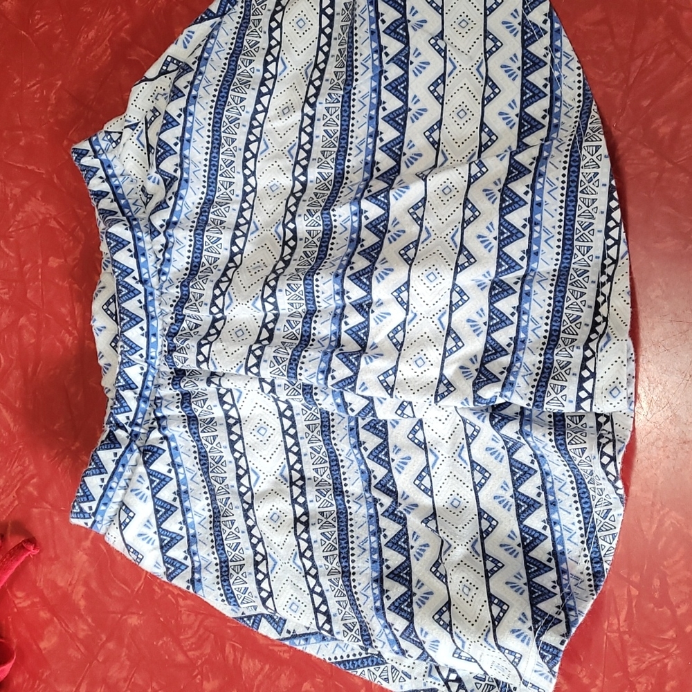 Blue and white patterned skirt